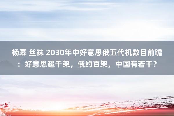 杨幂 丝袜 2030年中好意思俄五代机数目前瞻：好意思超千架，俄约百架，中国有若干？