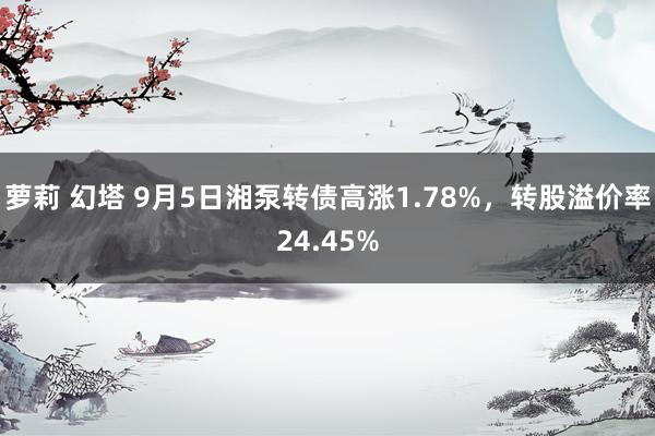 萝莉 幻塔 9月5日湘泵转债高涨1.78%，转股溢价率24.45%