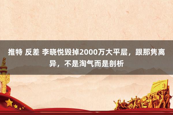 推特 反差 李晓悦毁掉2000万大平层，跟那隽离异，不是淘气而是剖析