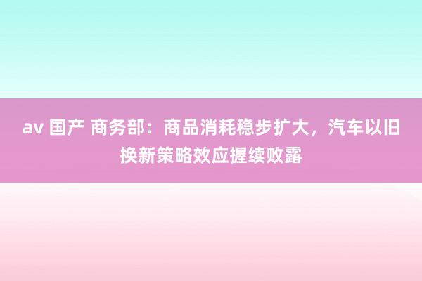 av 国产 商务部：商品消耗稳步扩大，汽车以旧换新策略效应握续败露