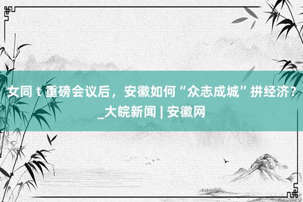 女同 t 重磅会议后，安徽如何“众志成城”拼经济？_大皖新闻 | 安徽网