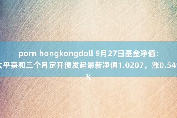 porn hongkongdoll 9月27日基金净值：太平嘉和三个月定开债发起最新净值1.0207，涨0.54%