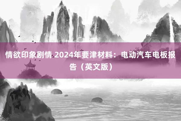 情欲印象剧情 2024年要津材料：电动汽车电板报告（英文版）