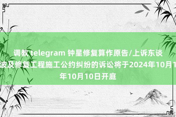 调教 telegram 钟星修复算作原告/上诉东谈主的1起波及修复工程施工公约纠纷的诉讼将于2024年10月10日开庭