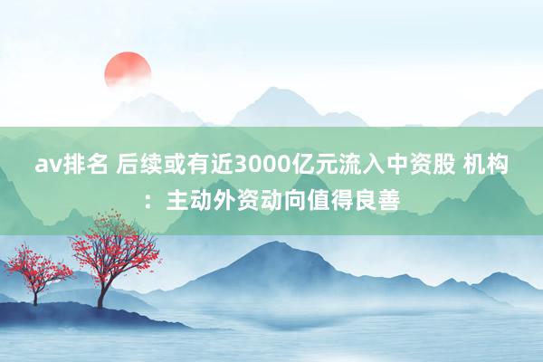 av排名 后续或有近3000亿元流入中资股 机构：主动外资动向值得良善