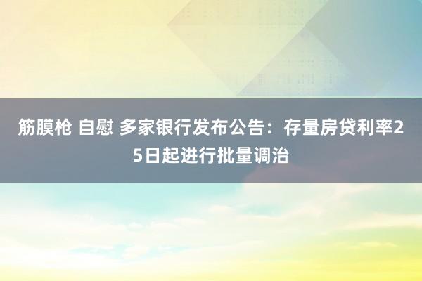 筋膜枪 自慰 多家银行发布公告：存量房贷利率25日起进行批量调治