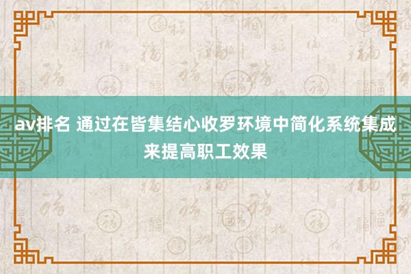 av排名 通过在皆集结心收罗环境中简化系统集成来提高职工效果