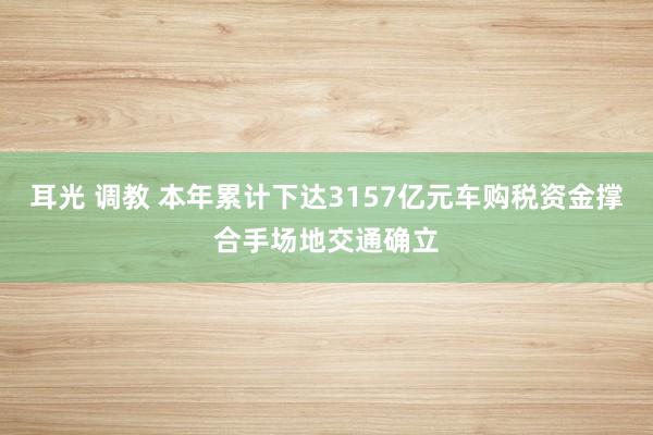 耳光 调教 本年累计下达3157亿元车购税资金撑合手场地交通确立