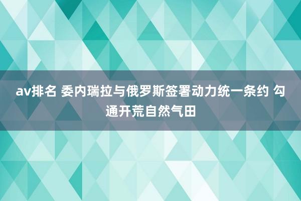 av排名 委内瑞拉与俄罗斯签署动力统一条约 勾通开荒自然气田