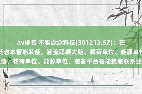 av排名 不雅念念科技(301213.SZ)：在低空经济的布局主要辘集在低老本智能装备，涵盖聪颖大脑、载荷单位、能源单位、装备平台智能换装联系业务